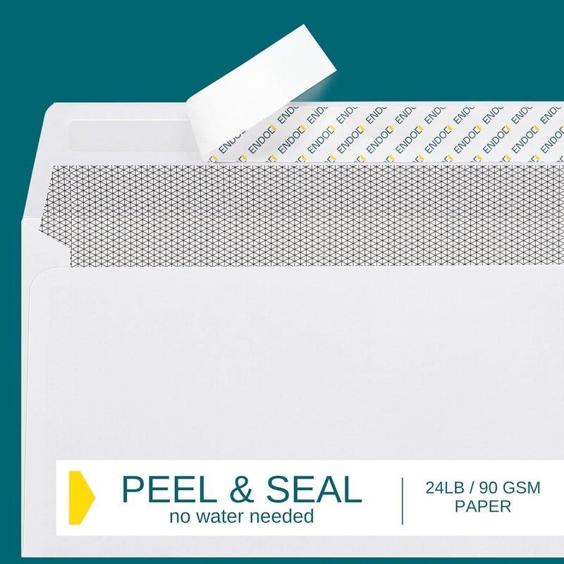 EnDoc #10 Window Envelopes Self Seal - 80/pack Peel & Seal Closure, Security Tinted Envelopes for Quickbooks Invoices & Business Statements - Letter Size 4-1/8 x 9-1/2 inch 24lb Paper - Image 4